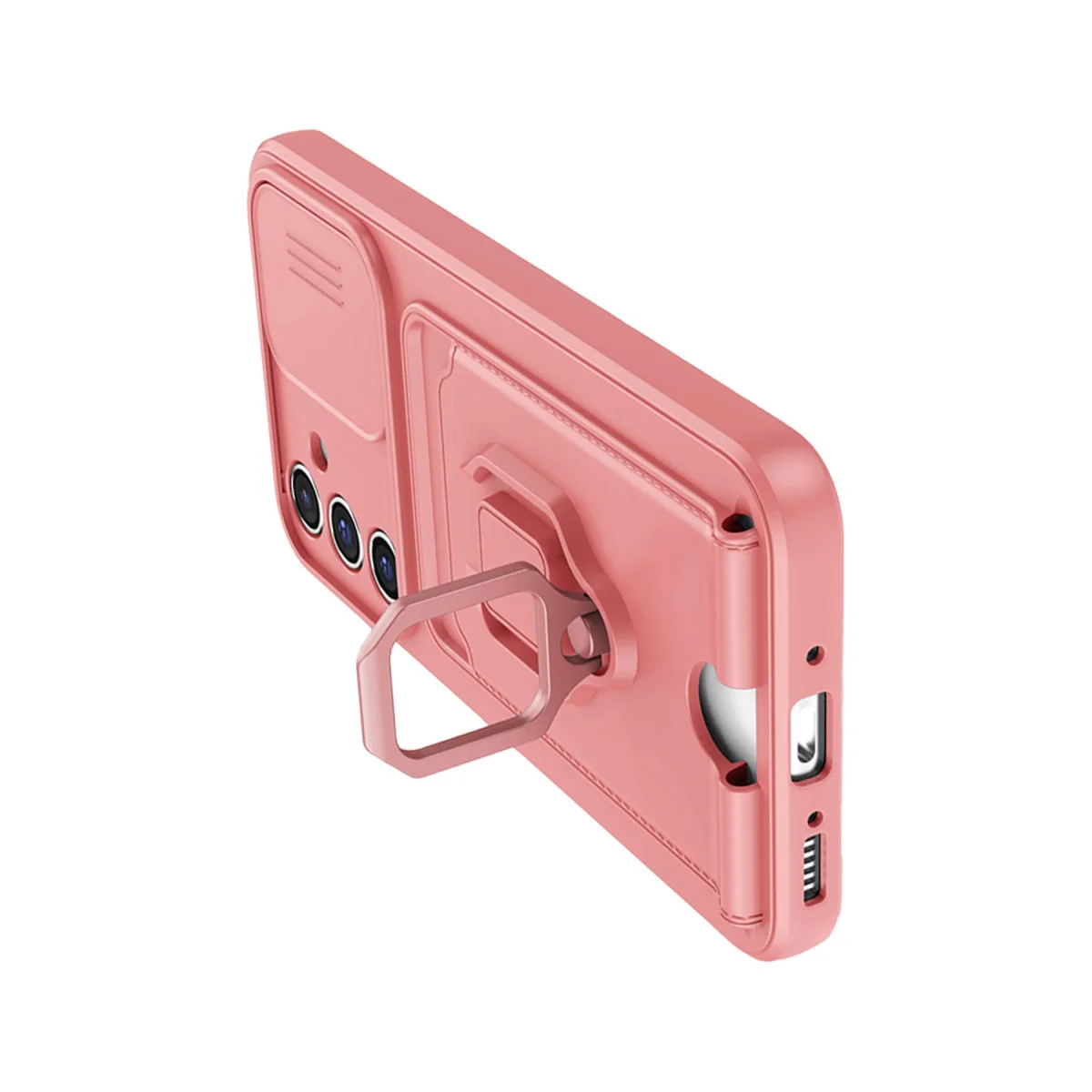 Galaxy A14 4G Kılıf Zuma Kartvizitli Yüzüklü Silikon - Pembe