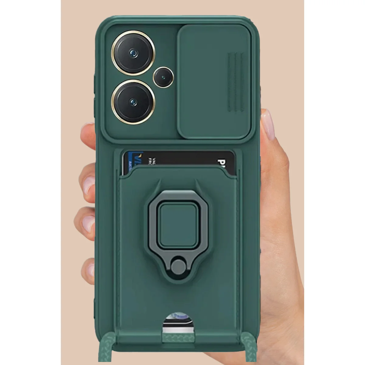 Redmi Note 13 Pro Plus Kılıf Zuma Kartvizitli Yüzüklü Silikon - Pembe