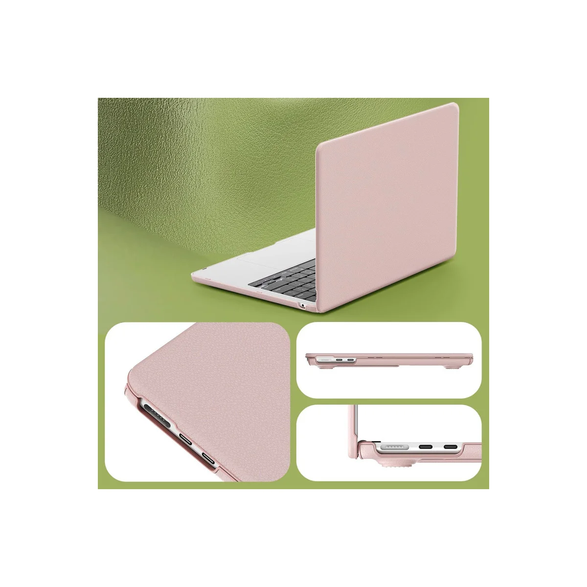 Macbook Pro 14 2021 Macbook Deri Kapak - Pembe