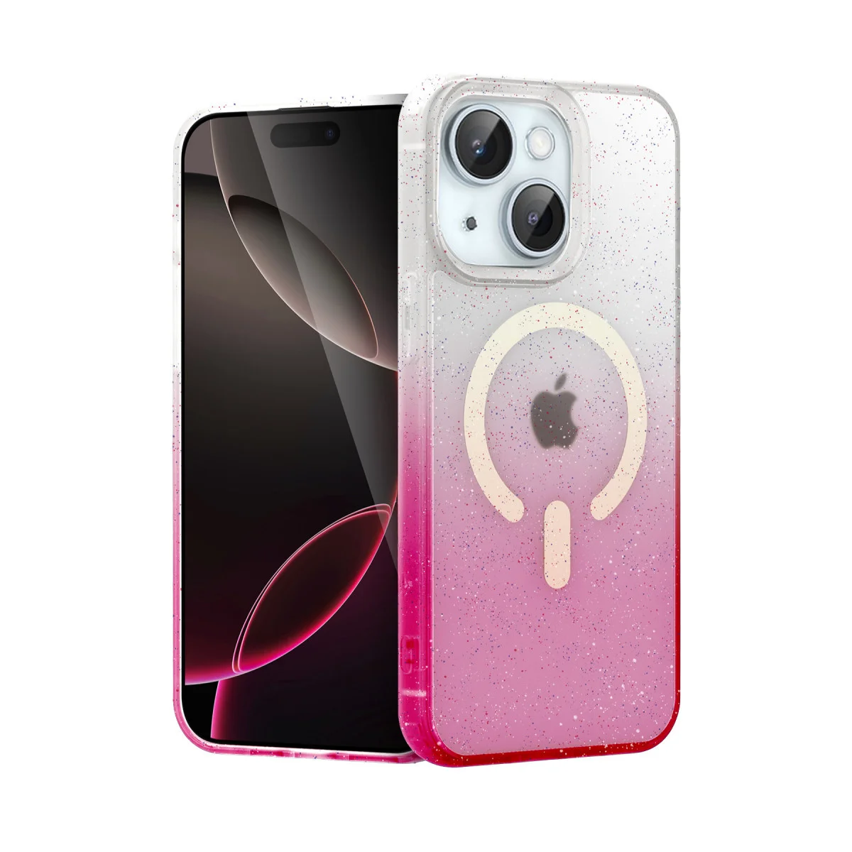 iPhone 15 Plus Pummel Shiny Magsafe Kapak - Pembe