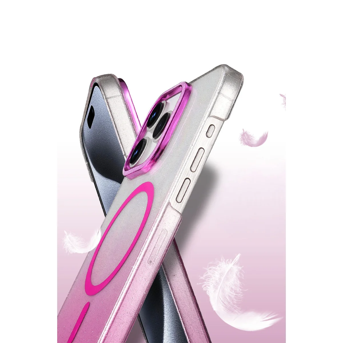 iPhone 15 Pro Max Glossy Magsafe Kapak - Pembe