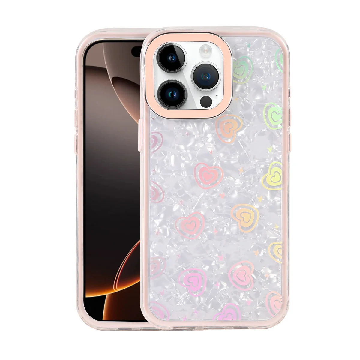 iPhone 14 Pro Max Lumi Desenli Kapak - Pembe