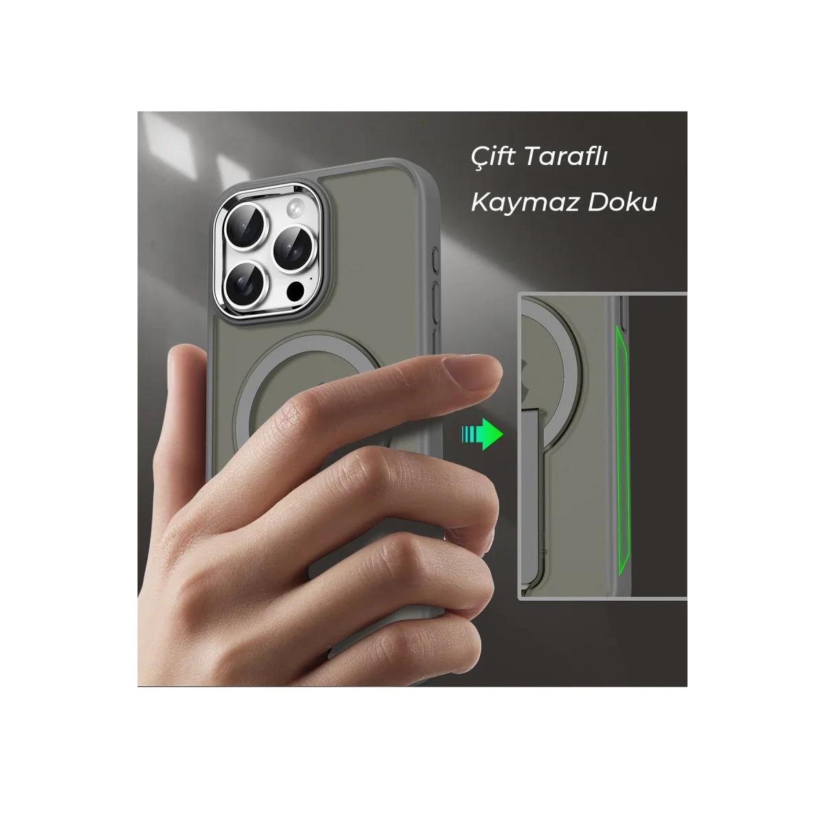 iPhone 14 Pro Tork Magsafe Standlı Kapak - Lila