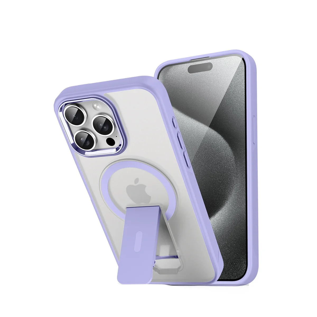 iPhone 15 Pro Tork Magsafe Standlı Kapak - Lila