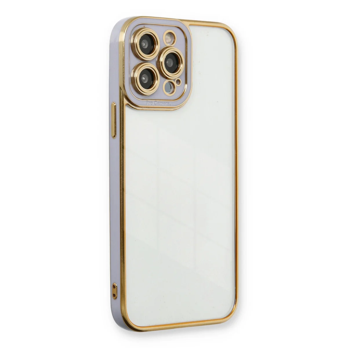 iPhone 13 Pro Kılıf Liva Lens Silikon - Lila