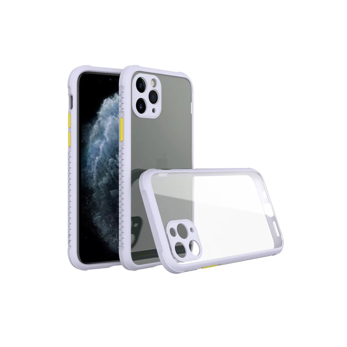 iPhone 11 Pro Kılıf Miami Şeffaf Silikon - Lila