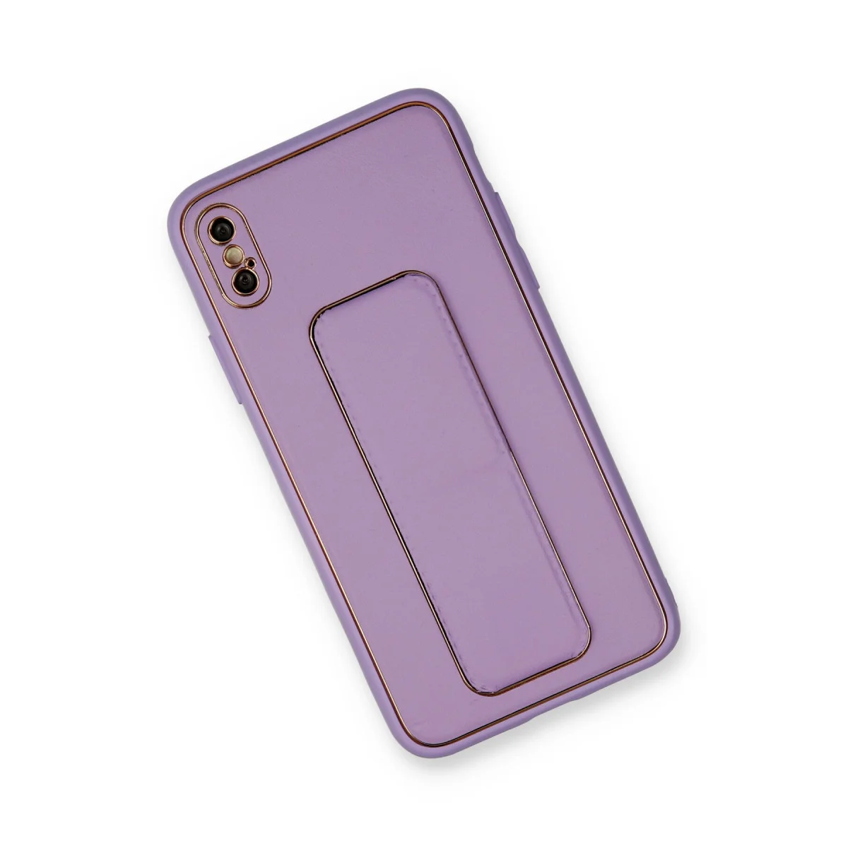 iPhone XS Max Kılıf Coco Deri Standlı Kapak - Koyu Lila