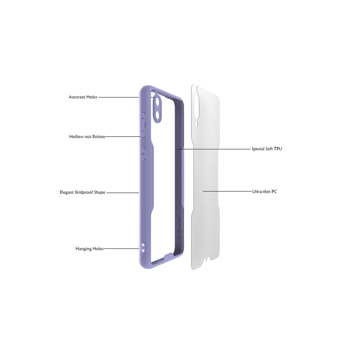 Galaxy A02 Kılıf Platin Silikon - Lila