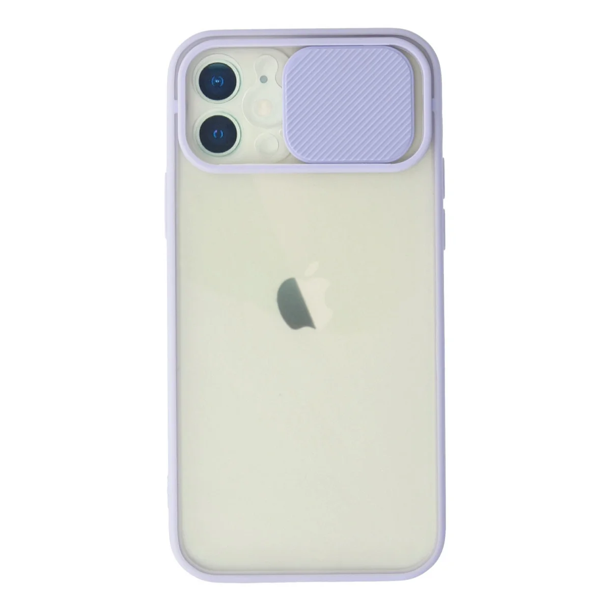 iPhone 12 Kılıf Palm Buzlu Kamera Sürgülü Silikon - Lila