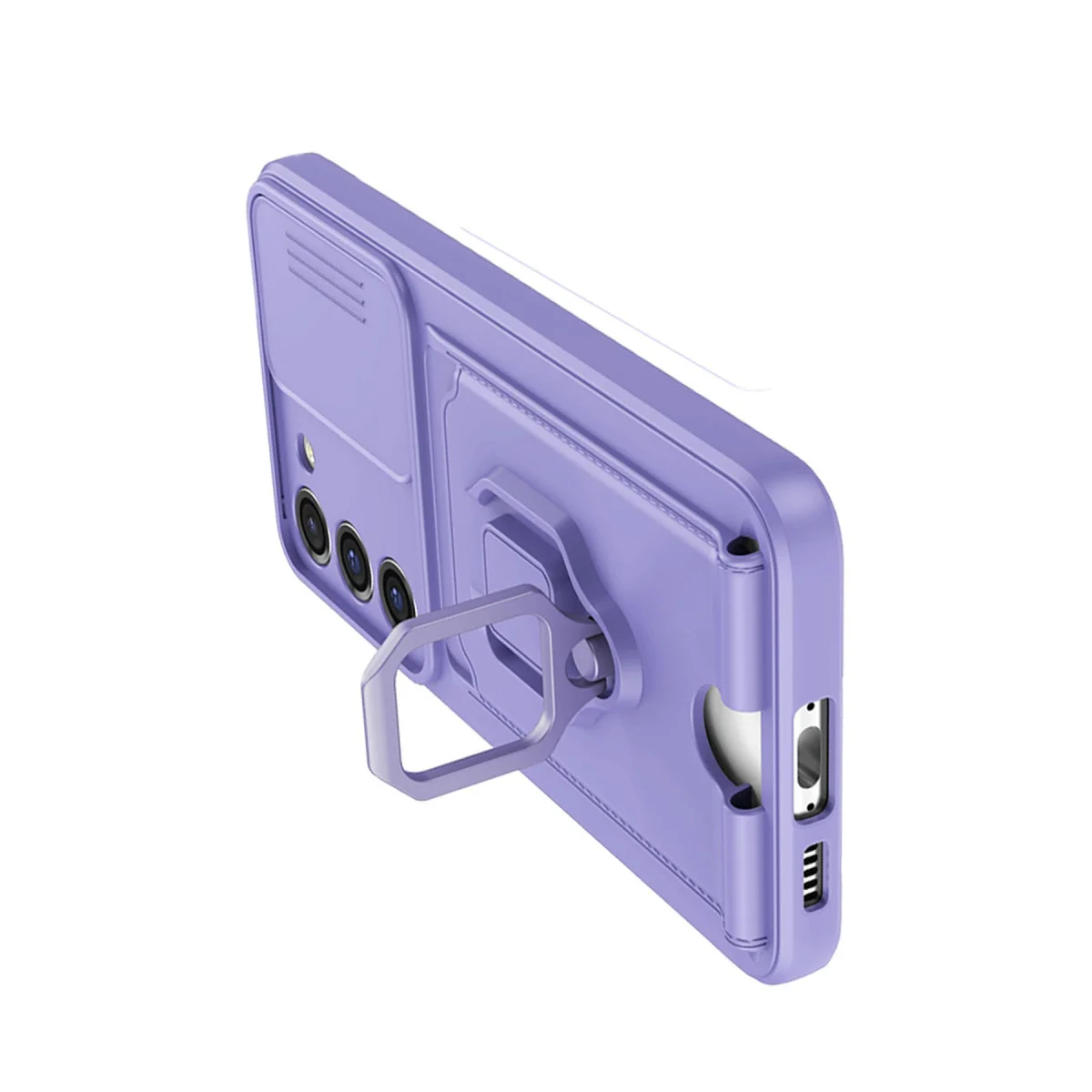 Galaxy S24 Plus Kılıf Zuma Kartvizitli Yüzüklü Silikon - Lila