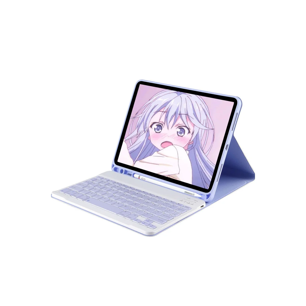 iPad 10.2 (9.nesil) Kılıf KC01 Smart Klavyeli Tablet Kılıfı - Lila
