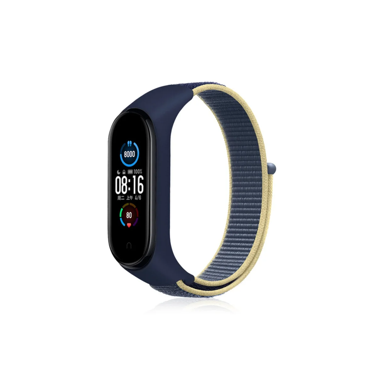 Mi Band 4 Hasırlı Cırtcırtlı Kordon - Sarı-Lacivert