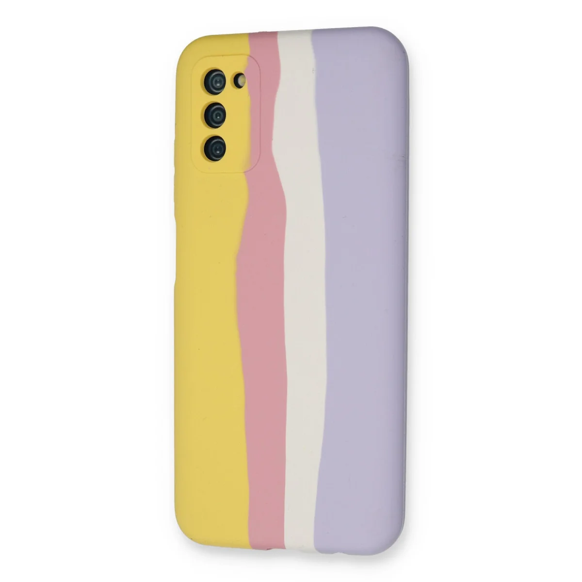 Galaxy A03S Kılıf Ebruli Lansman Silikon - Sarı-Mavi