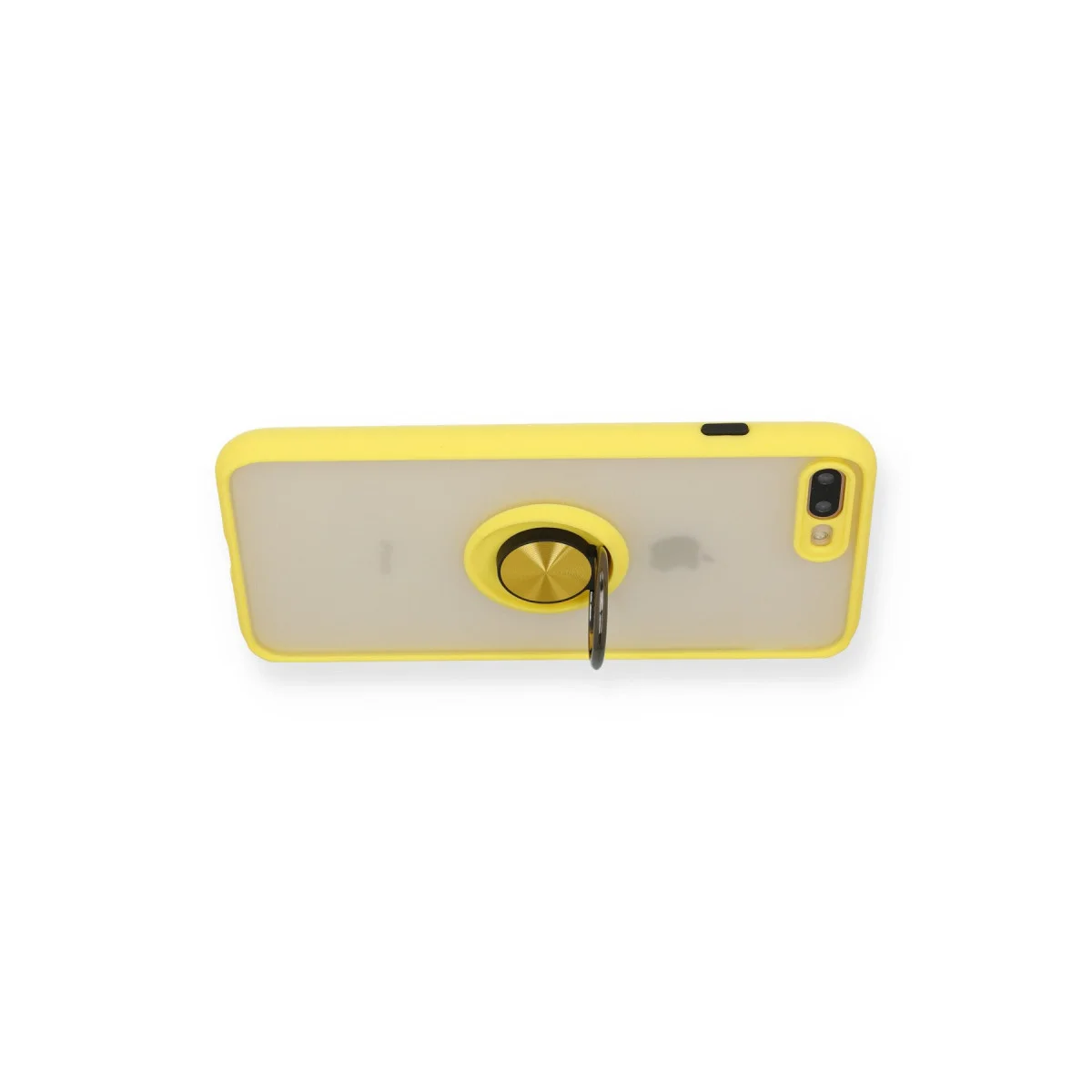 iPhone 7 Plus Kılıf Montreal Yüzüklü Silikon Kapak - Sarı