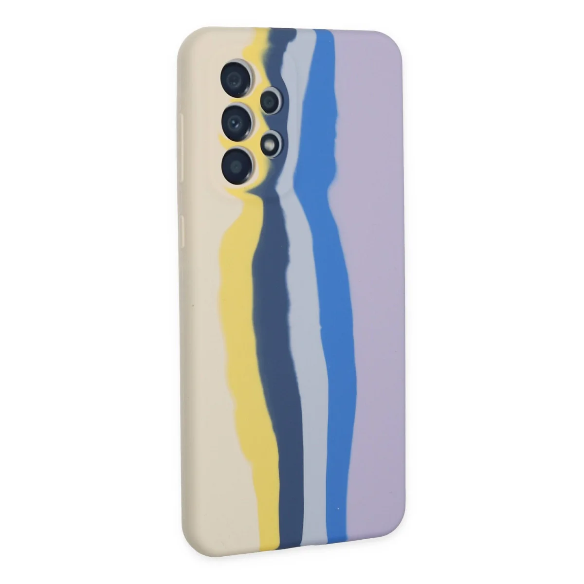 Galaxy A53 5G Kılıf Ebruli Lansman Silikon - Sarı-Lila