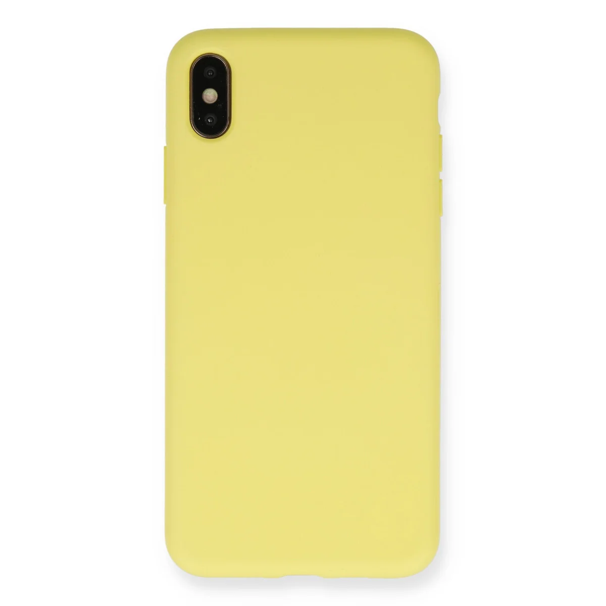 iPhone XS Max Kılıf Nano içi Kadife Silikon - Mat Sarı