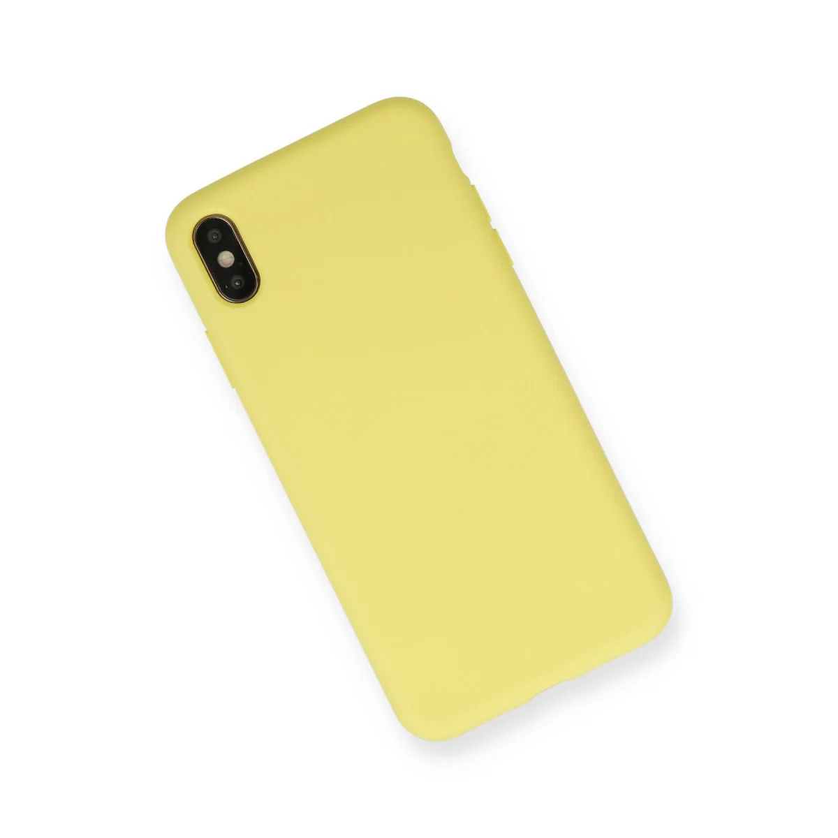 iPhone XS Max Kılıf Nano içi Kadife Silikon - Mat Sarı