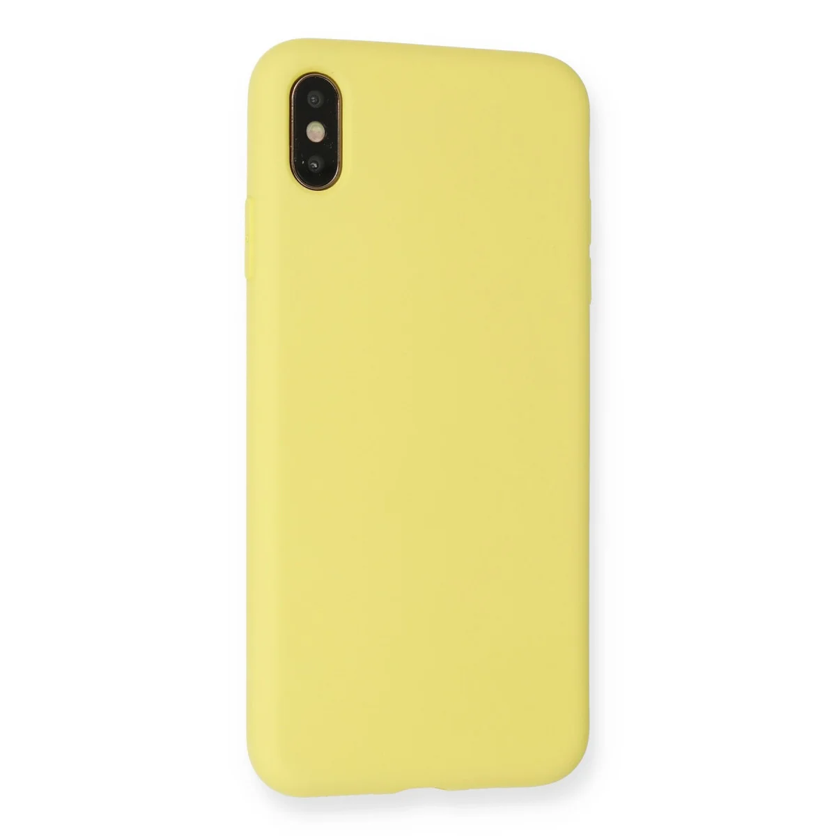 iPhone XS Max Kılıf Nano içi Kadife Silikon - Mat Sarı