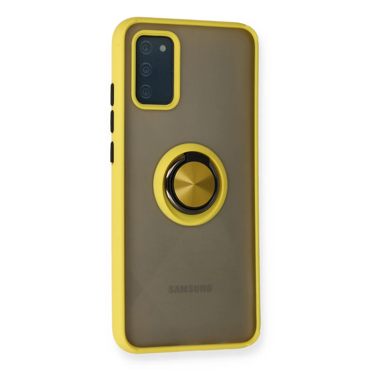 Galaxy A02S Kılıf Montreal Yüzüklü Silikon Kapak - Sarı