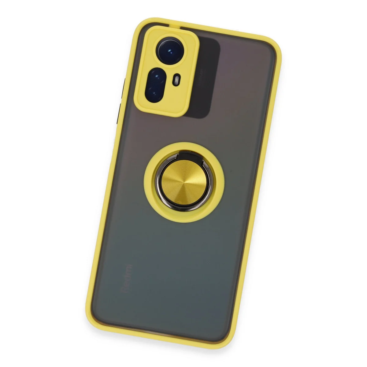 Redmi Note 12S Kılıf Montreal Yüzüklü Silikon Kapak - Sarı