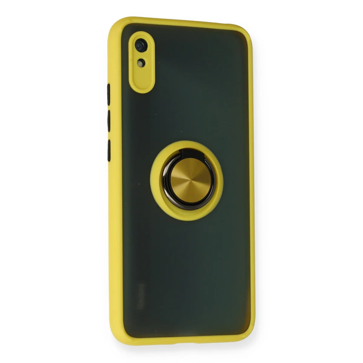 Redmi 9A Kılıf Montreal Yüzüklü Silikon Kapak - Sarı