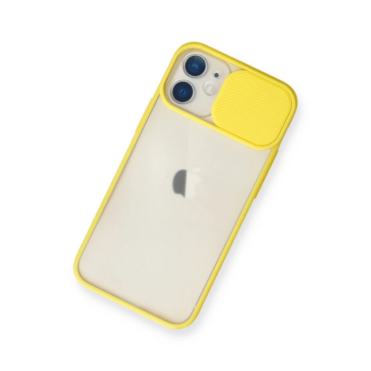 iPhone 11 Kılıf Palm Buzlu Kamera Sürgülü Silikon - Sarı