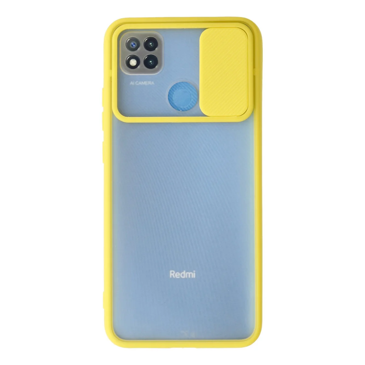 Redmi 9C Kılıf Palm Buzlu Kamera Sürgülü Silikon - Sarı