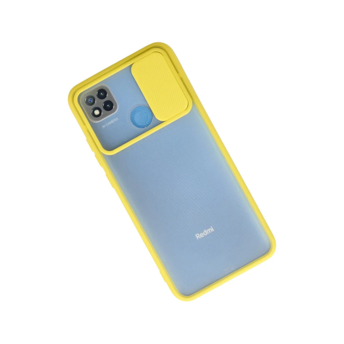 Redmi 9C Kılıf Palm Buzlu Kamera Sürgülü Silikon - Sarı