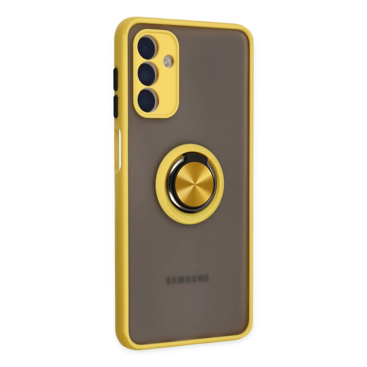 Galaxy A04S Kılıf Montreal Yüzüklü Silikon Kapak - Sarı