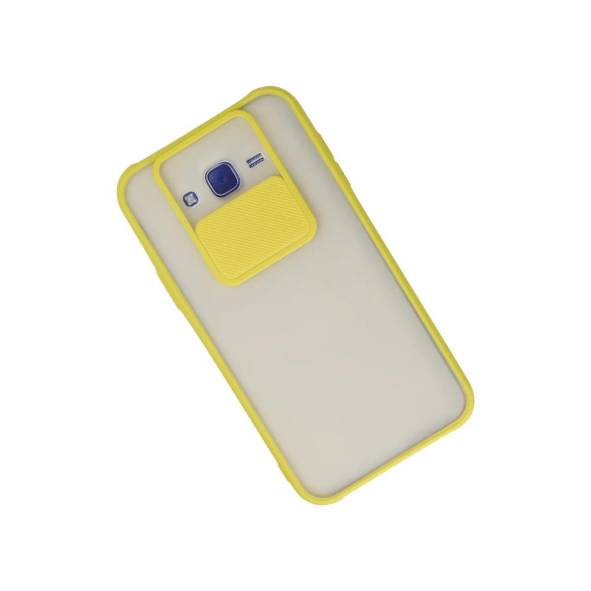 Galaxy J7 Kılıf Palm Buzlu Kamera Sürgülü Silikon - Sarı