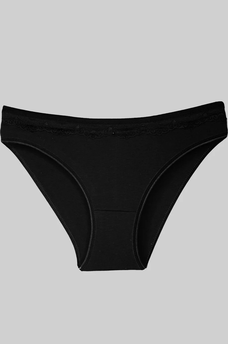 Gümüş Siyah Üstü Dantelli Slip Bayan Külot BRF621
