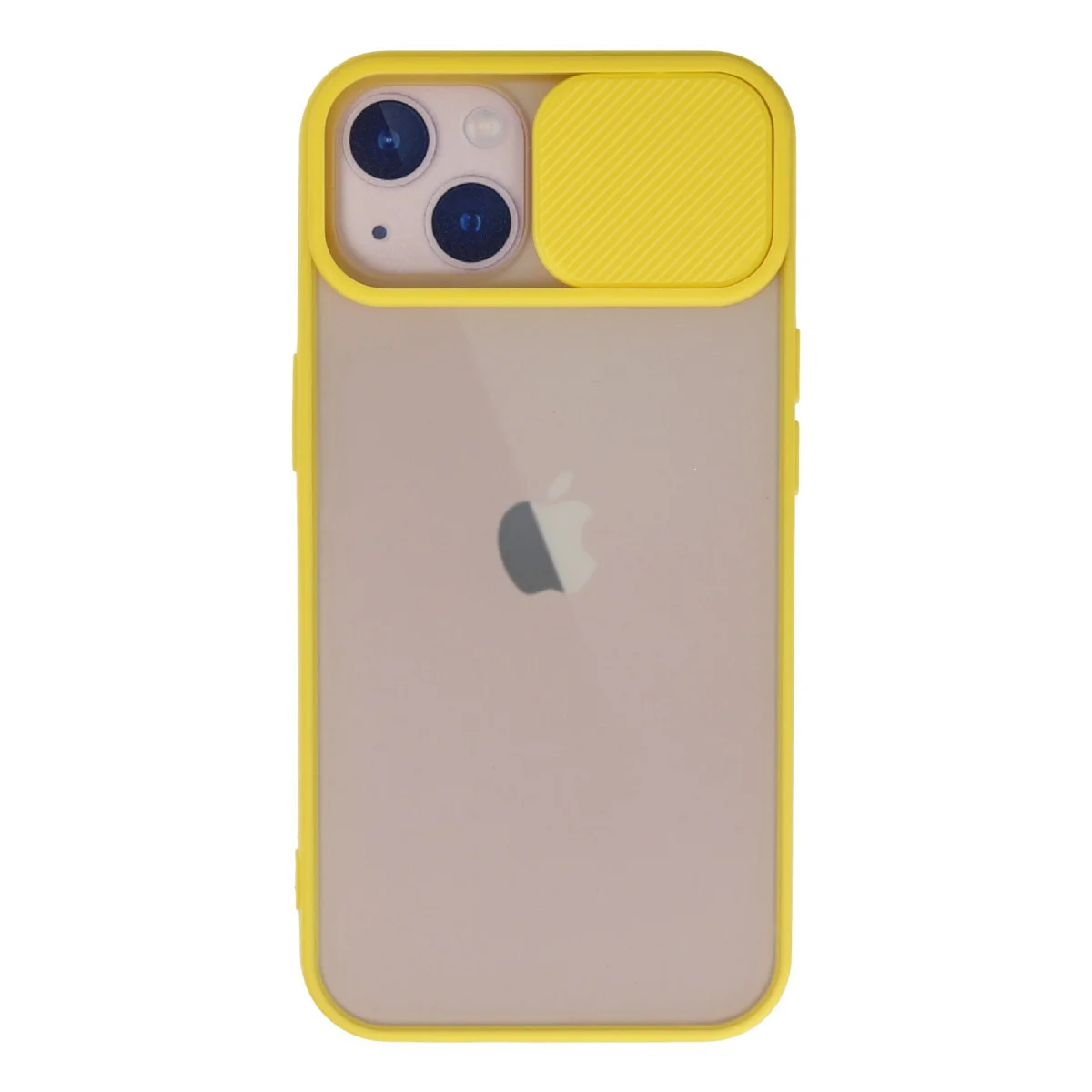 iPhone 13 Kılıf Palm Buzlu Kamera Sürgülü Silikon - Sarı