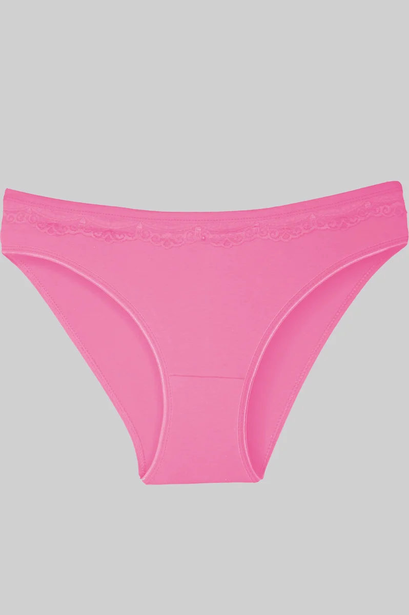 Gümüş Açık Pembe Üstü Dantelli Slip Bayan Külot BRF621