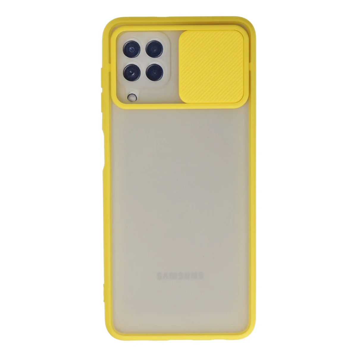 Galaxy A22 Kılıf Palm Buzlu Kamera Sürgülü Silikon - Sarı