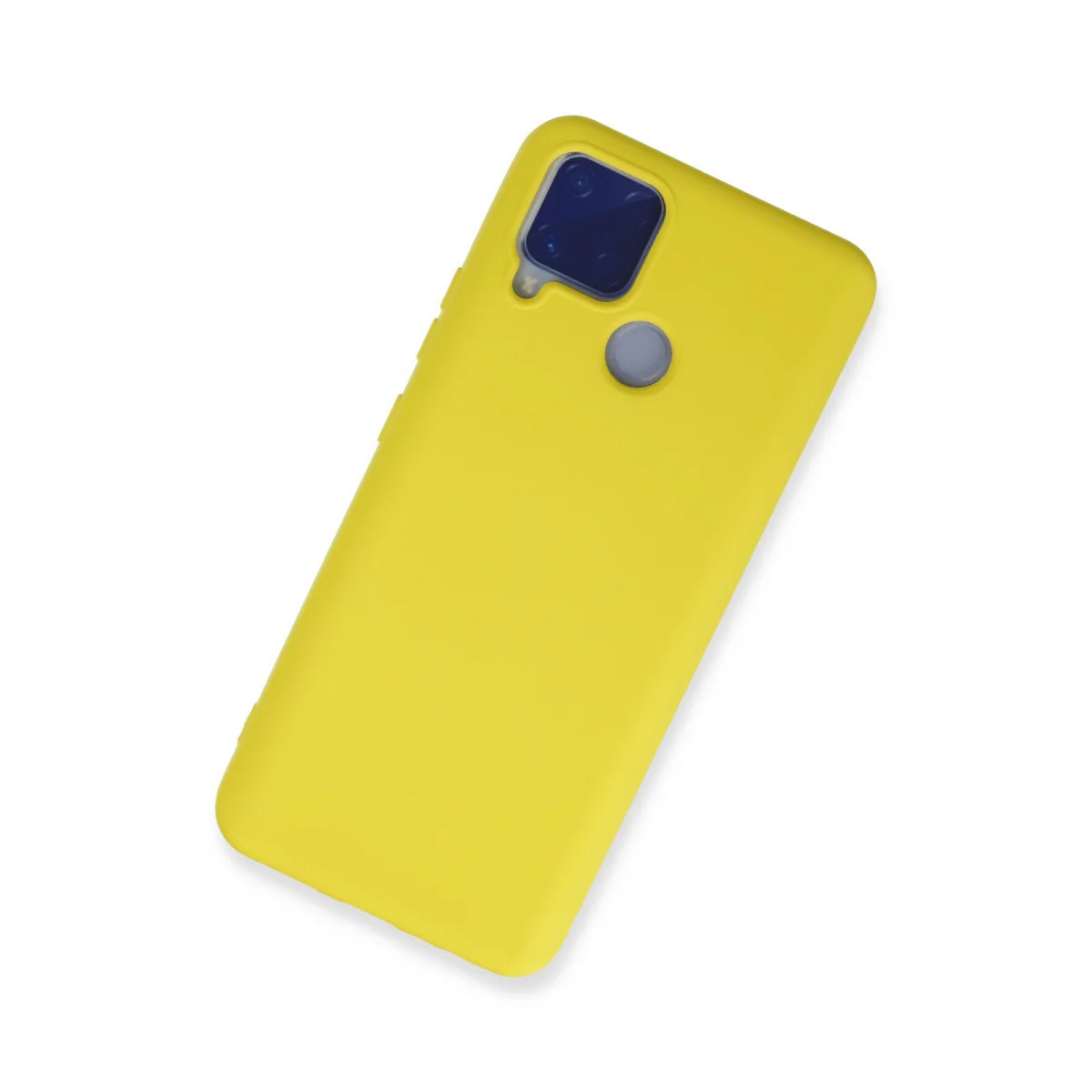 Realme C15 Kılıf Nano içi Kadife Silikon - Sarı