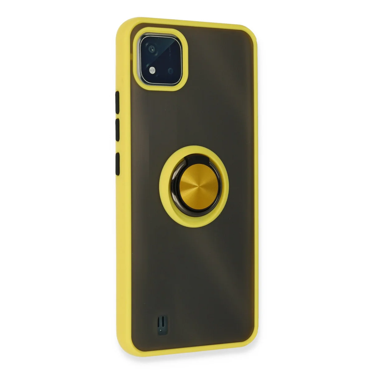 Realme C11 2021 Kılıf Montreal Yüzüklü Silikon Kapak - Sarı