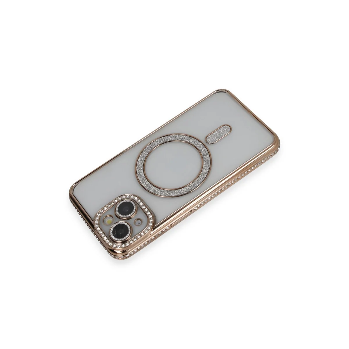 iPhone 13 Kılıf Joke Simli Magneticsafe Kılıf - Gold
