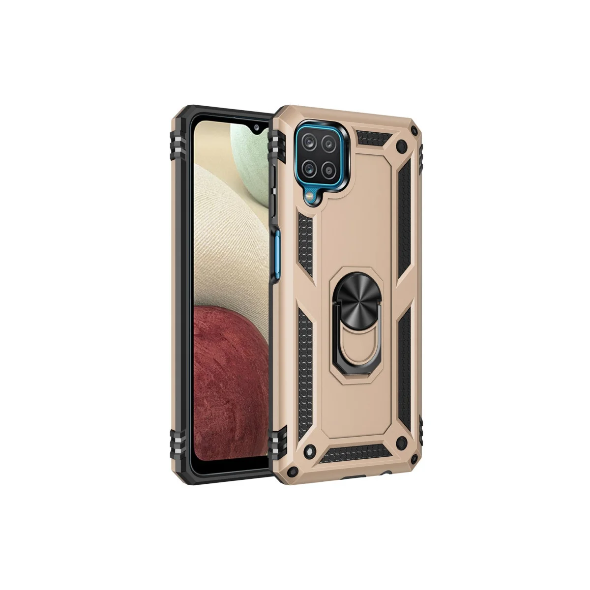 Galaxy A22 Kılıf Sofya Yüzüklü Silikon Kapak - Gold