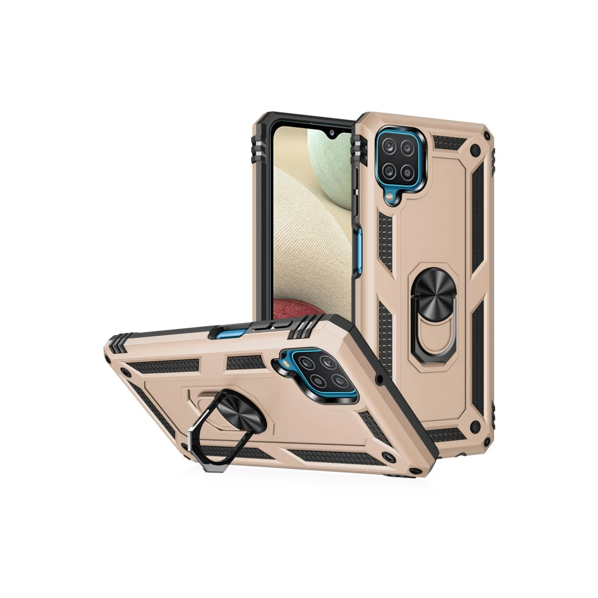 Galaxy A22 Kılıf Sofya Yüzüklü Silikon Kapak - Gold