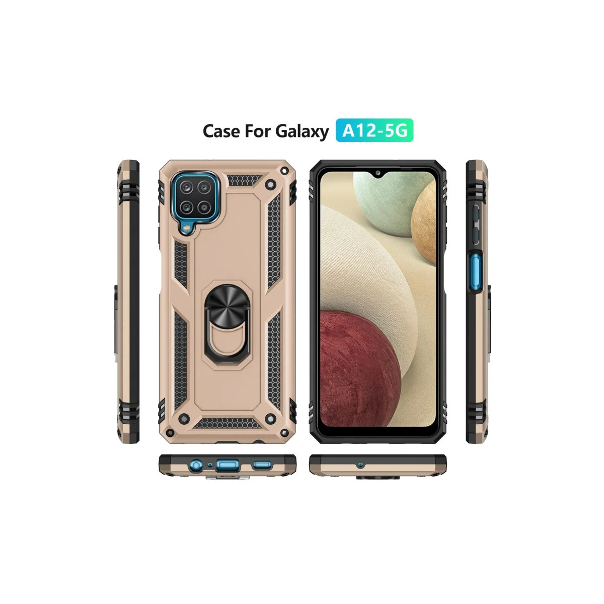 Galaxy A22 Kılıf Sofya Yüzüklü Silikon Kapak - Gold