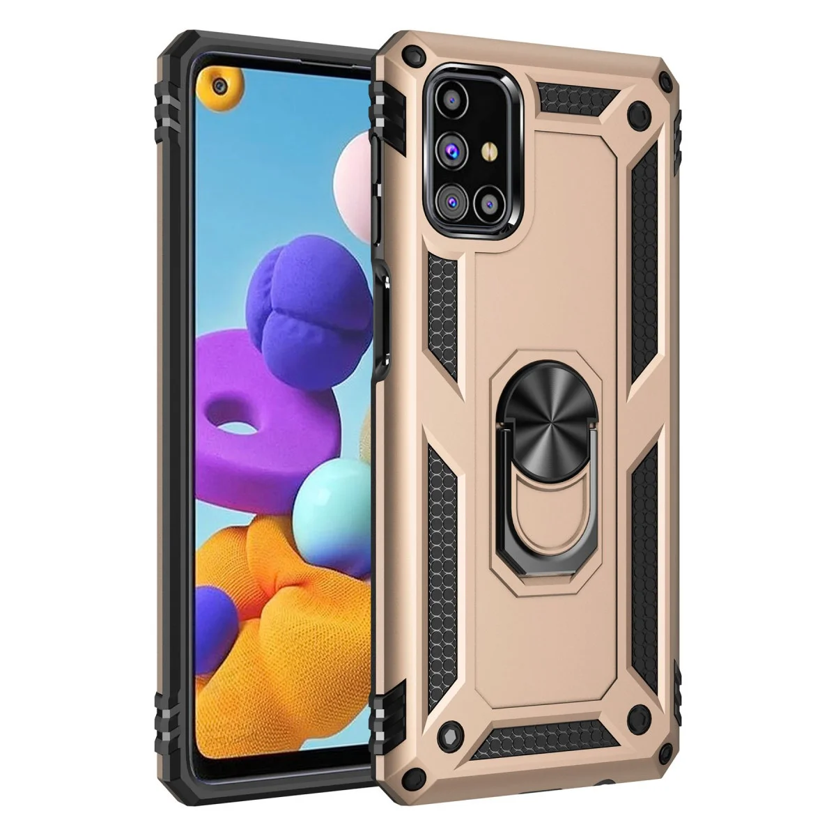 Galaxy M51 Kılıf Sofya Yüzüklü Silikon Kapak - Gold