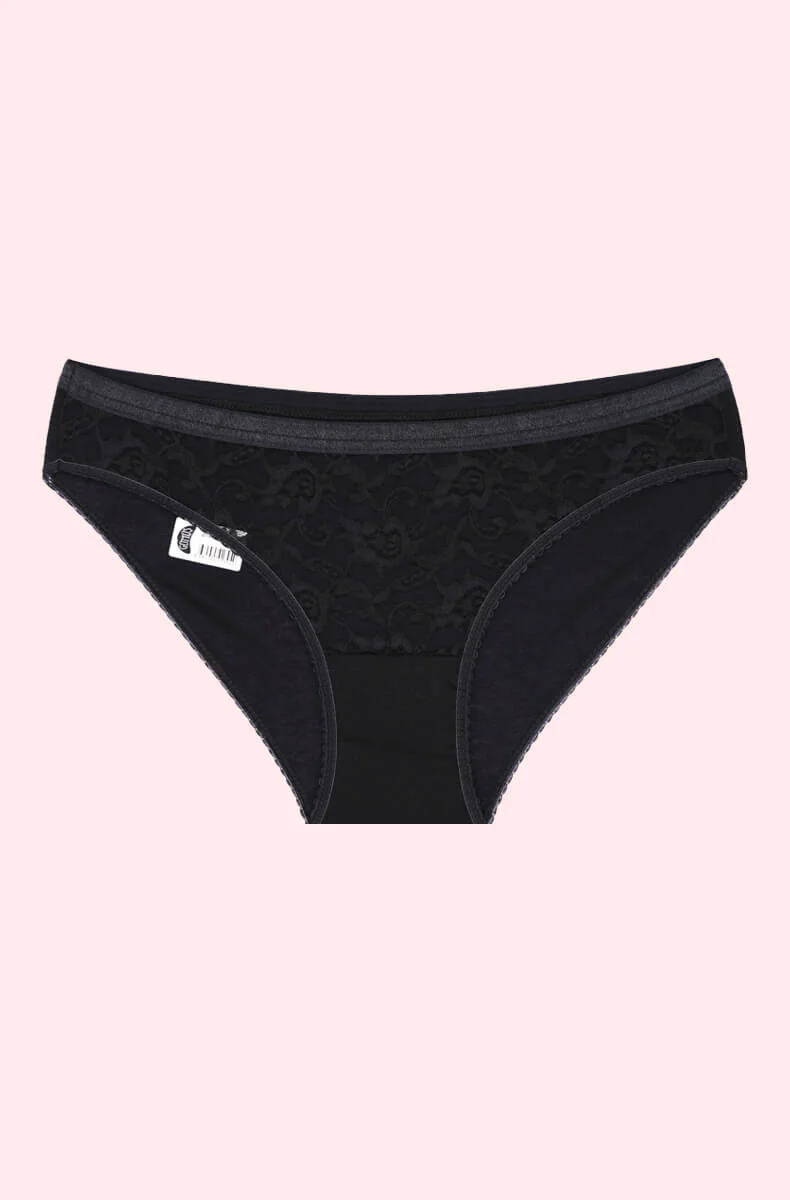 Gümüş Siyah Dantelli Bikini Bayan Külot BRF625