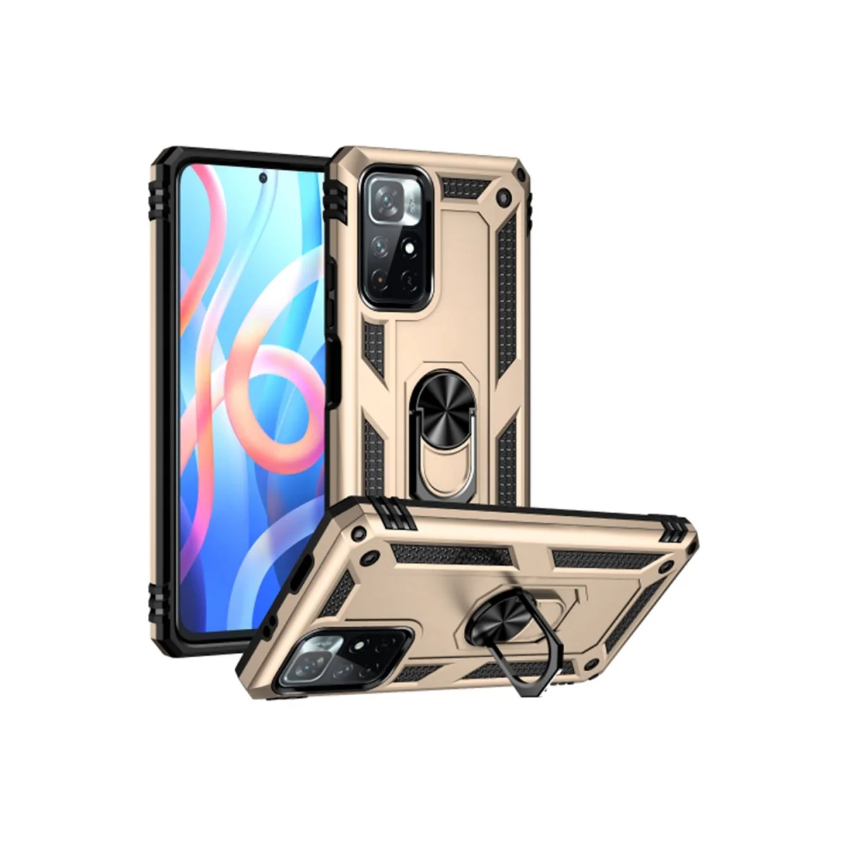 Redmi Note 11T Kılıf Sofya Yüzüklü Silikon Kapak - Gold