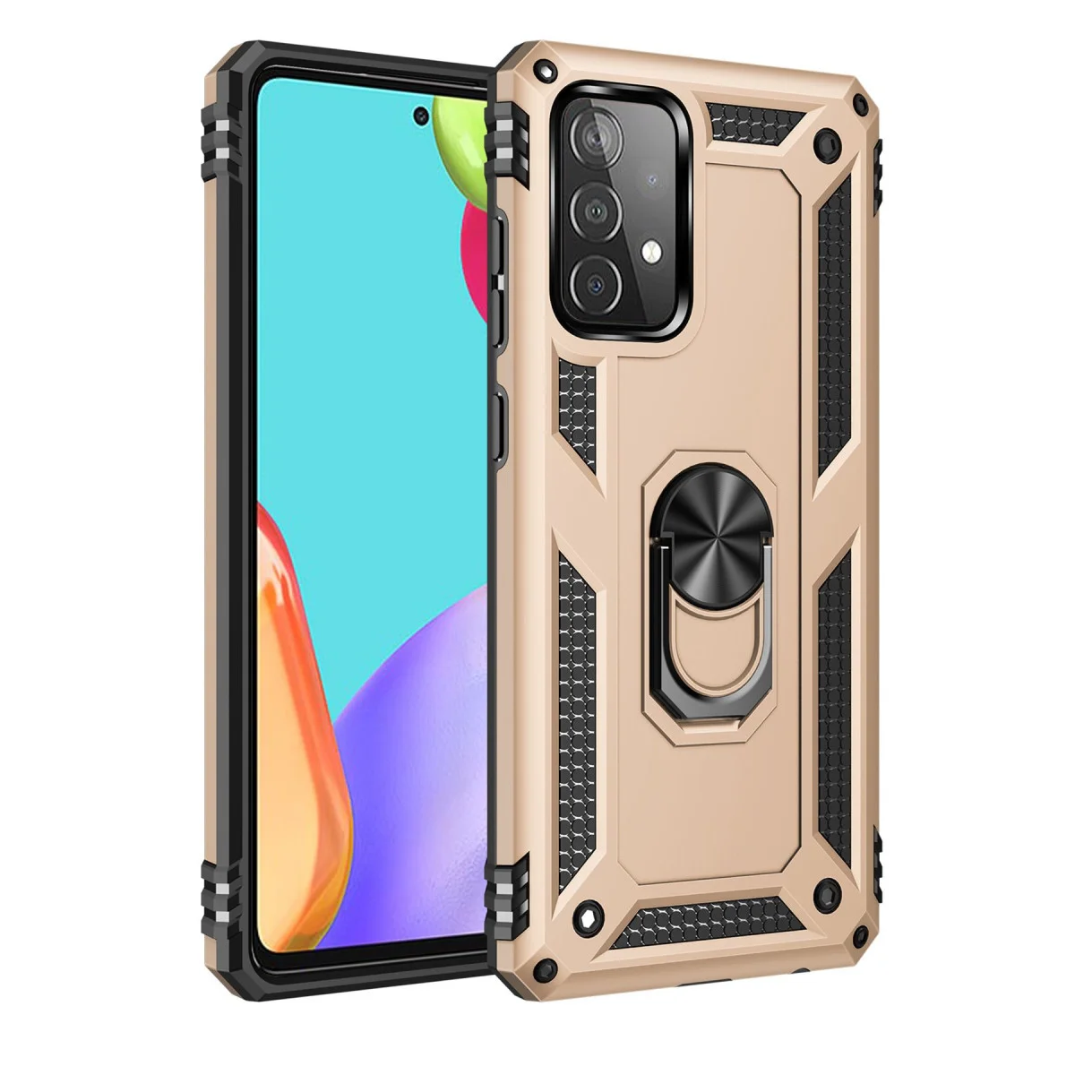 Galaxy A53 5G Kılıf Sofya Yüzüklü Silikon Kapak - Gold