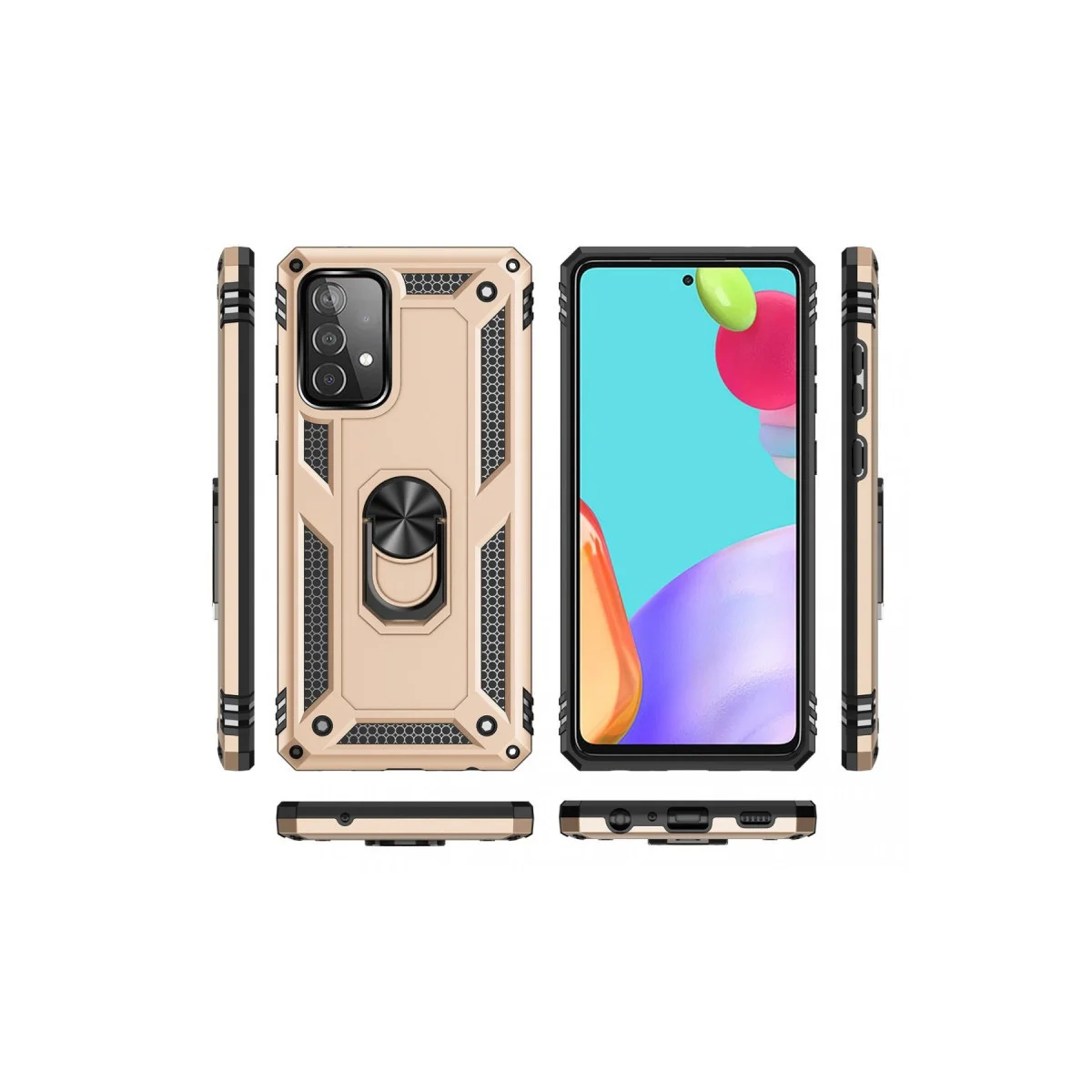 Galaxy A53 5G Kılıf Sofya Yüzüklü Silikon Kapak - Gold