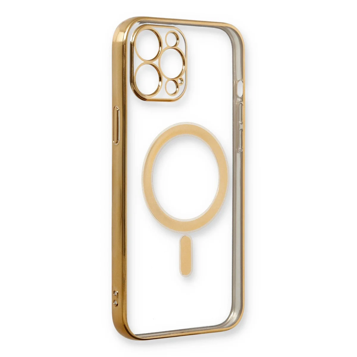 iPhone 12 Pro Kılıf Magneticsafe Lazer Silikon - Gold