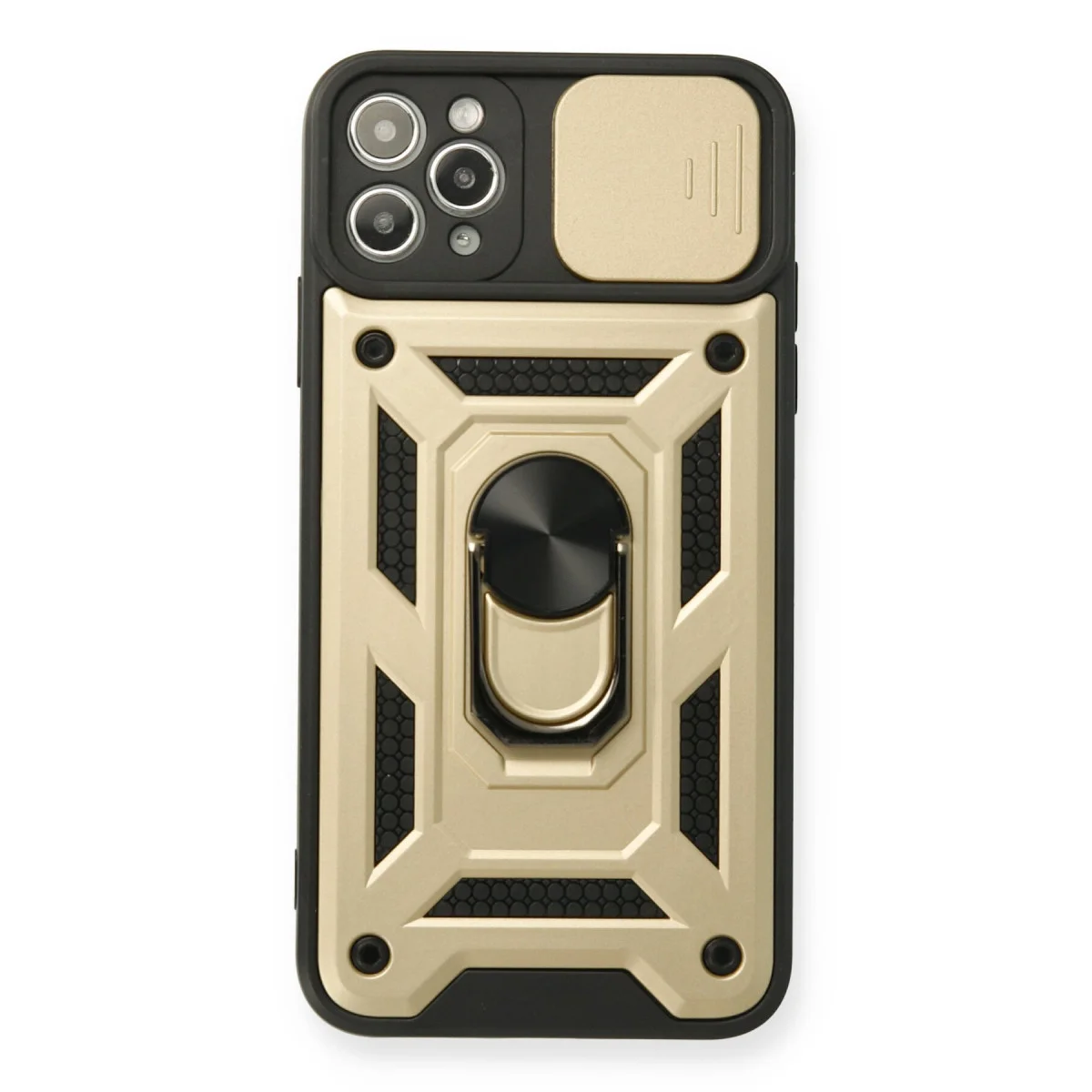 iPhone 11 Pro Kılıf Pars Lens Yüzüklü Silikon - Gold