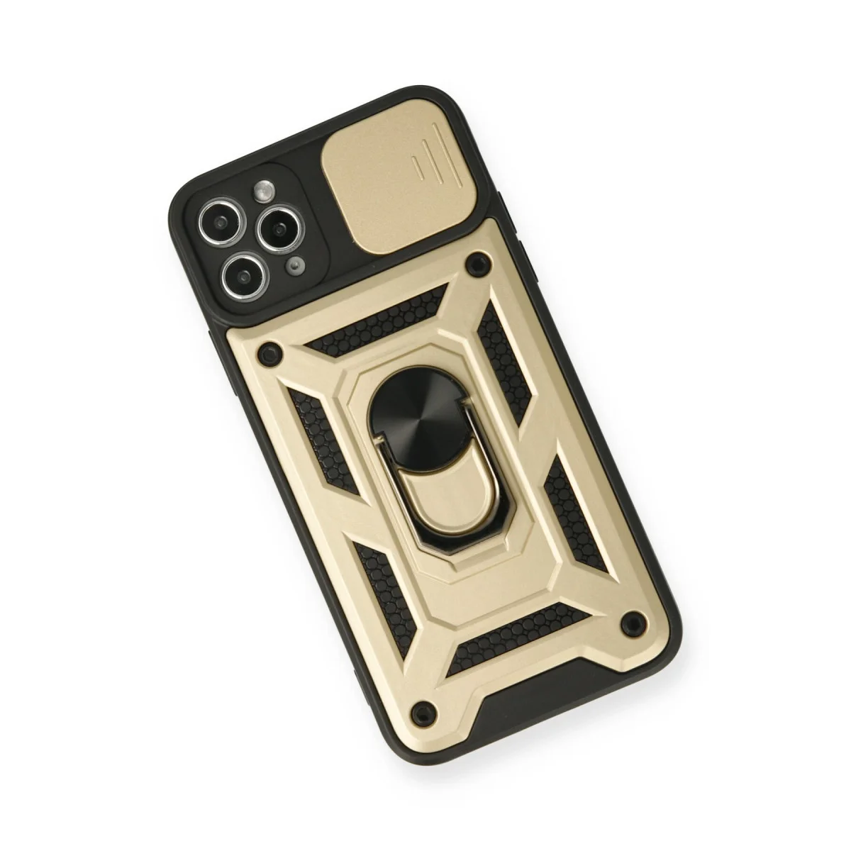 iPhone 11 Pro Kılıf Pars Lens Yüzüklü Silikon - Gold