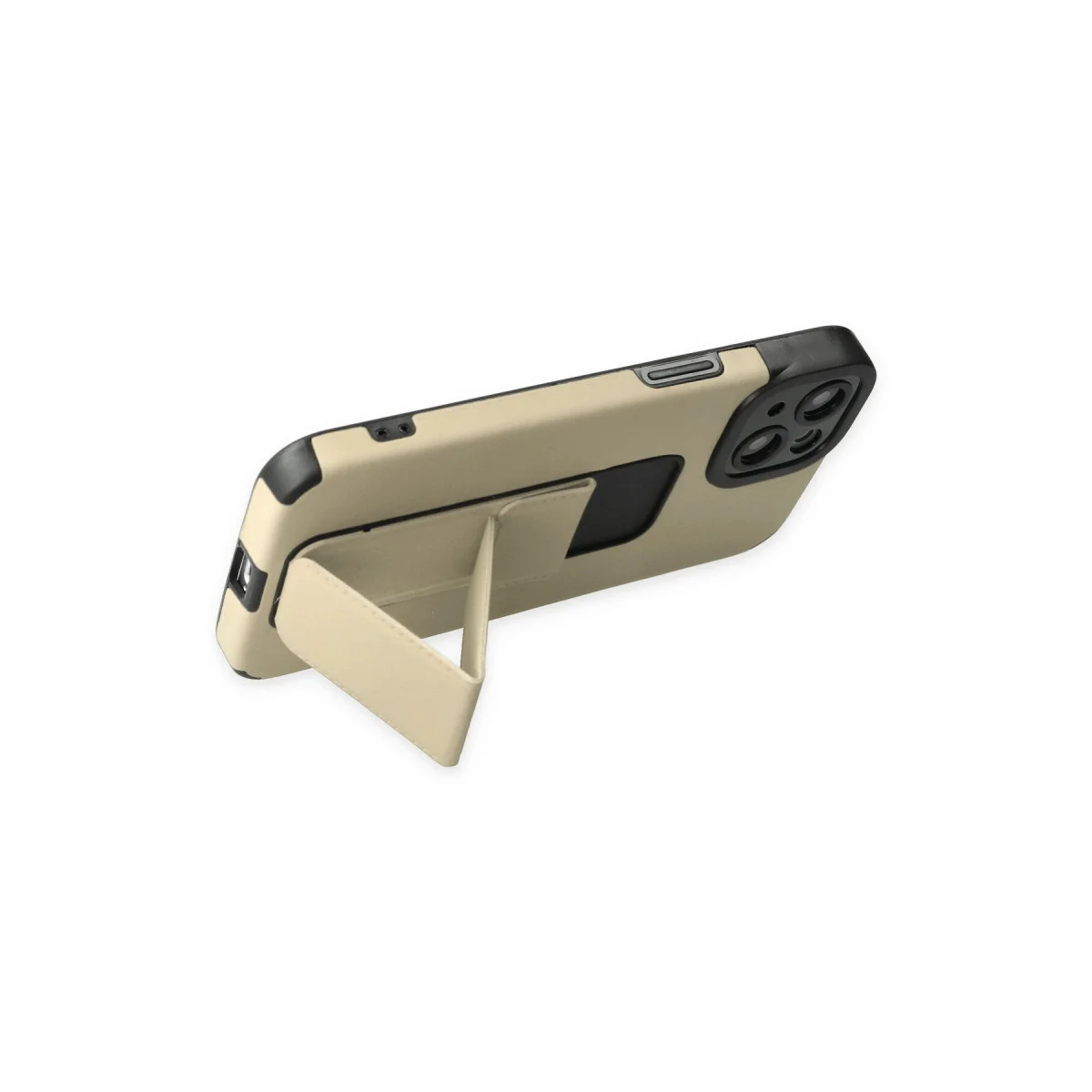 iPhone 14 Plus Kılıf Mega Standlı Silikon - Gold
