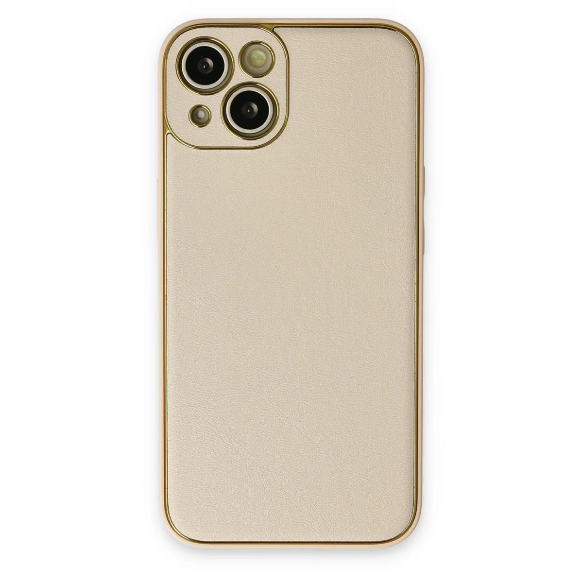 iPhone 14 Plus Kılıf Coco Deri Silikon Kapak - Gold